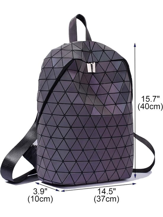 Luminous Geometric Backpack | Holographic Reflective Rucksack | Iridescent Bag main image 6